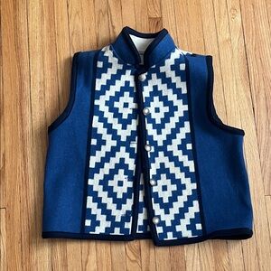 Pendleton Blanket Geometric Pattern Vest with concho buttons